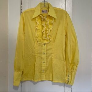 Rockmount Ranch wear yellow ruffle front button down blouse small